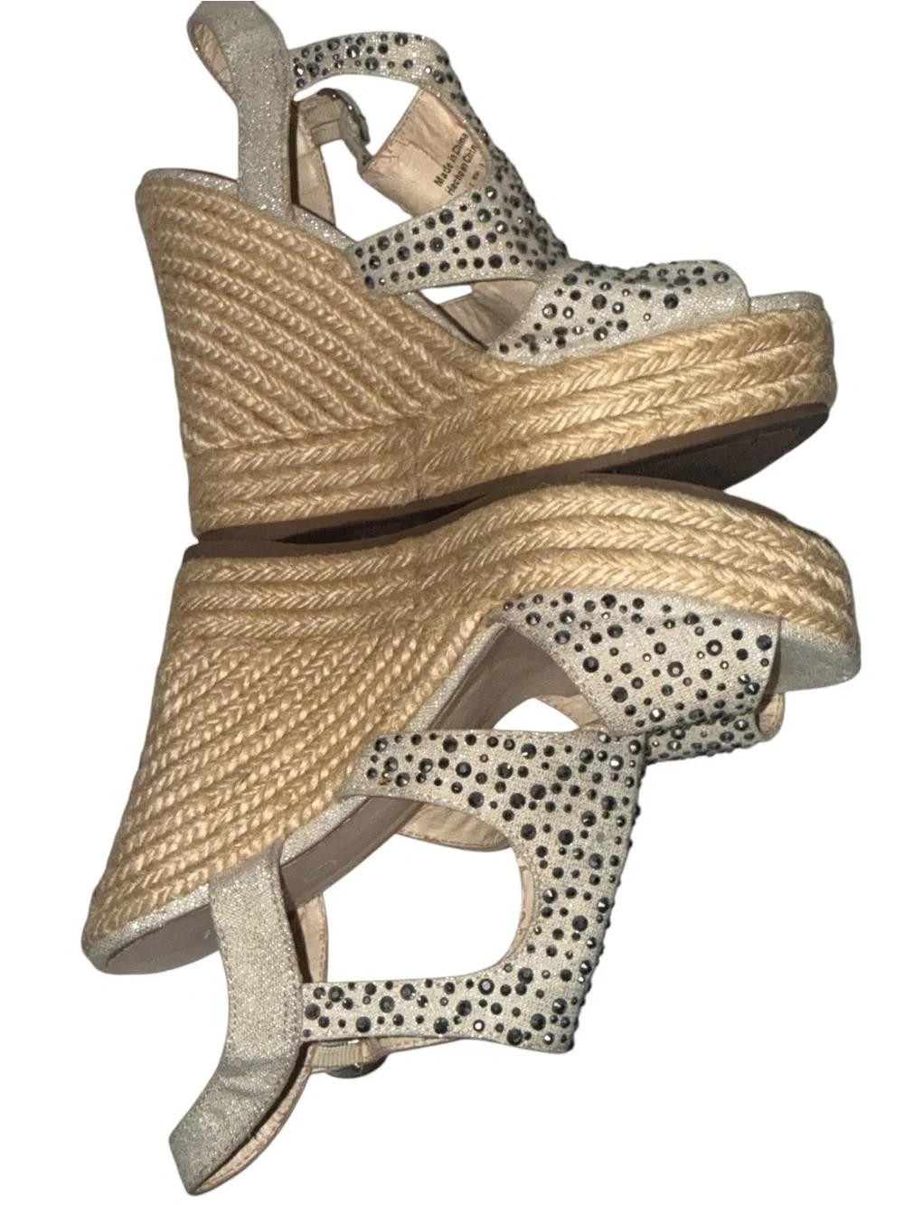 Aldo‎ Heels Women's 6.5 Beige/silver Wedge Jewels